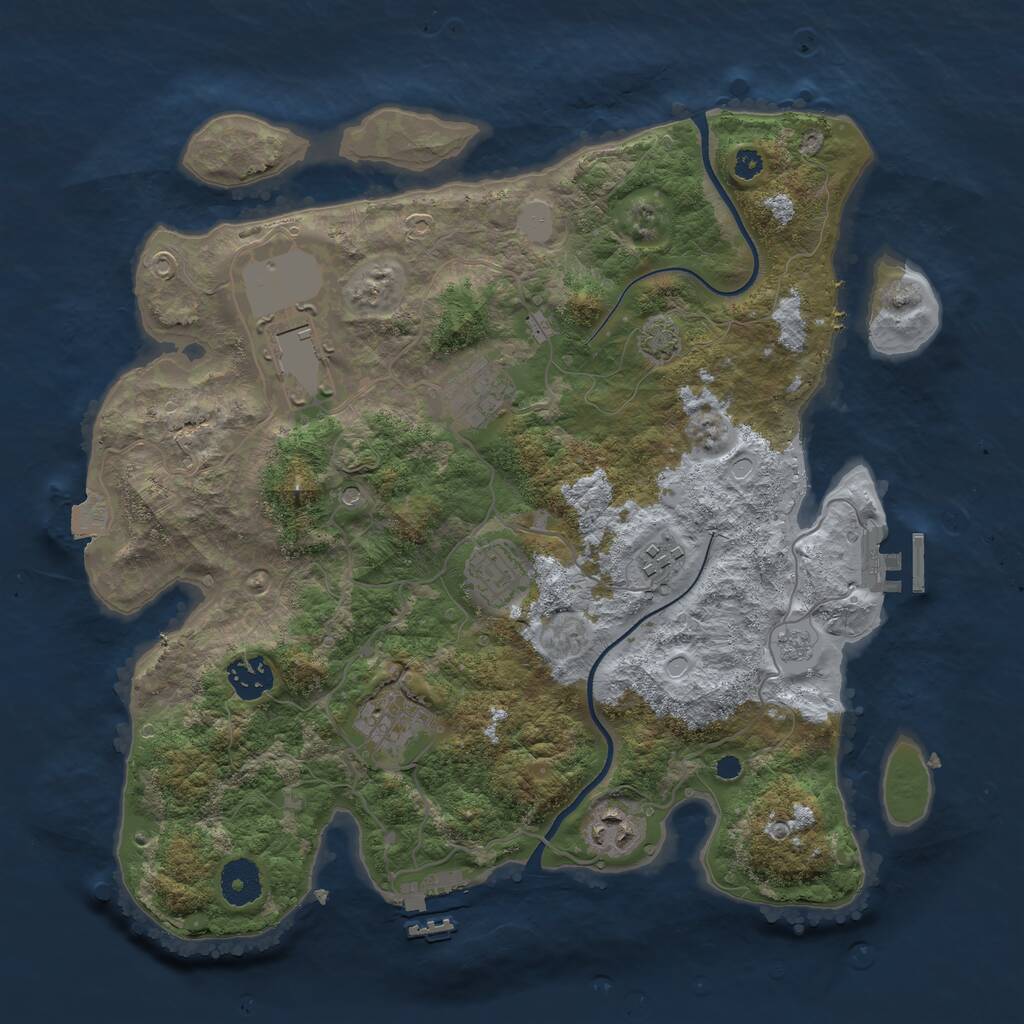 Rust Map: Procedural Map, Size: 3500, Seed: 564387213, 13 Monuments