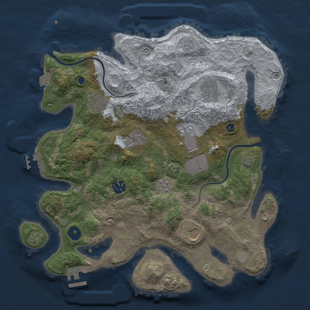 Rust Map: Procedural Map, Size: 3500, Seed: 6061872, 13 Monuments