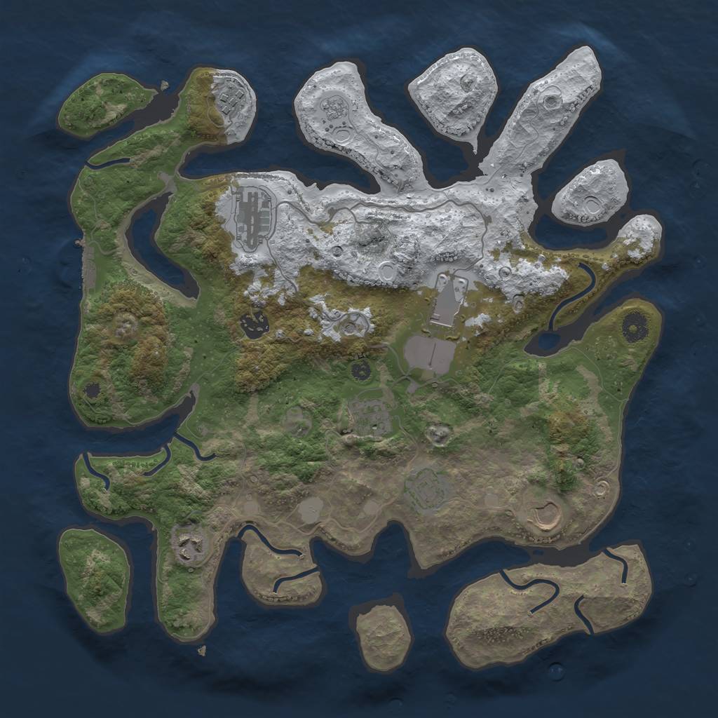 Rust Map: Procedural Map, Size: 3800, Seed: 3392000, 16 Monuments