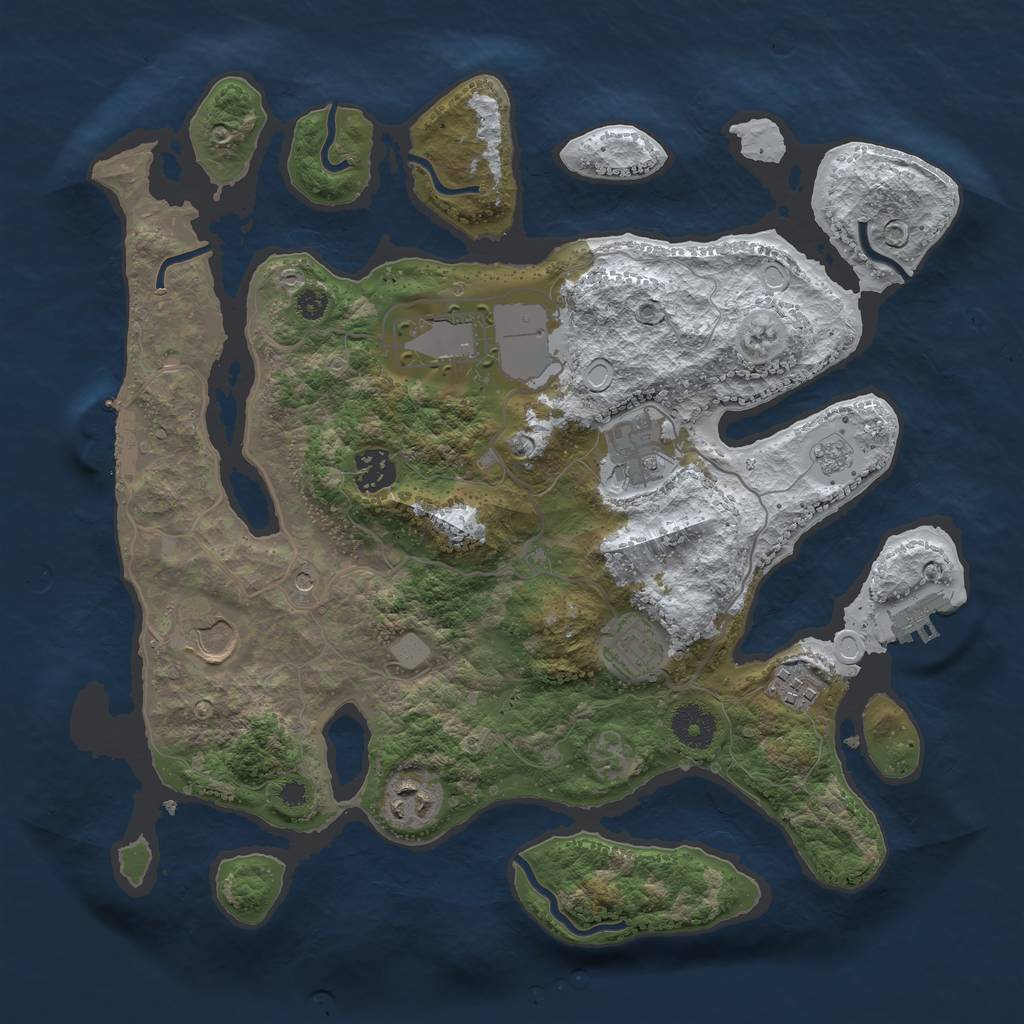 Rust Map: Procedural Map, Size: 3500, Seed: 658844, 16 Monuments