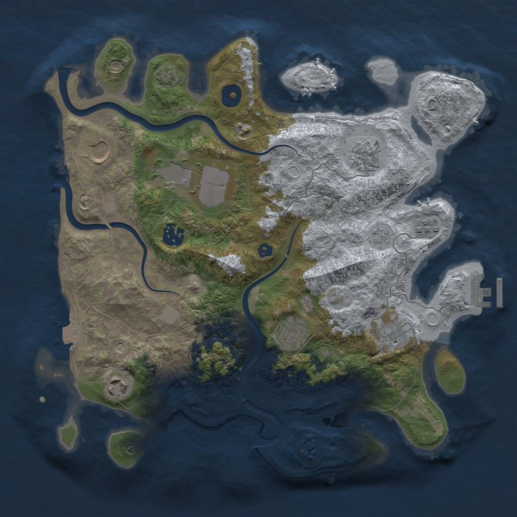 Rust Map: Procedural Map, Size: 3500, Seed: 658844, 13 Monuments