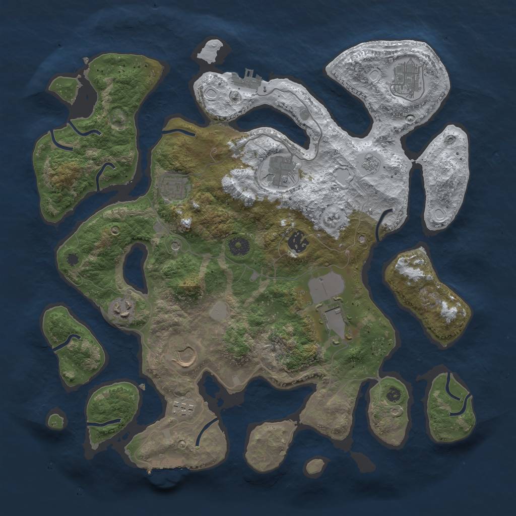 Rust Map: Procedural Map, Size: 3800, Seed: 3168807, 17 Monuments
