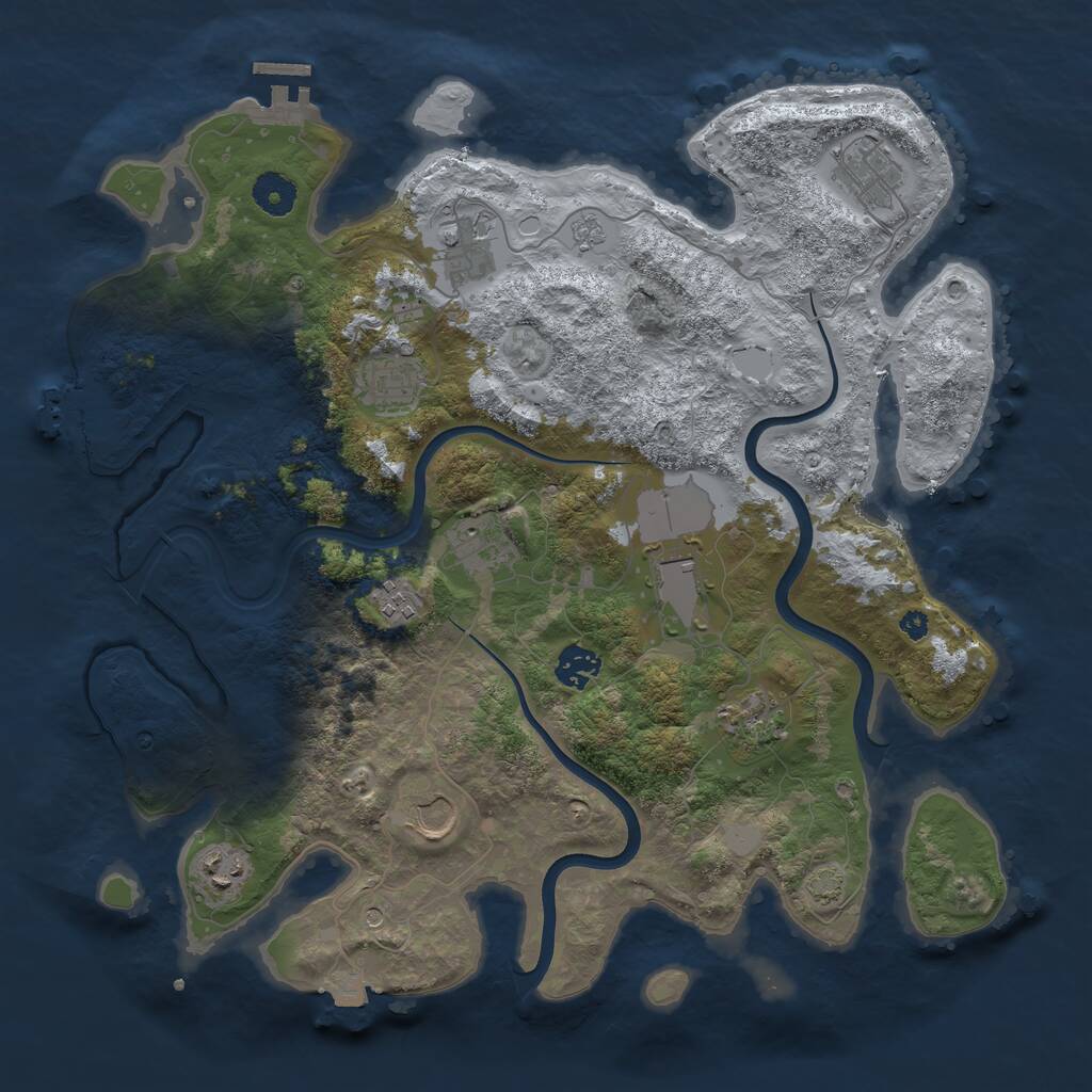 Rust Map: Procedural Map, Size: 3800, Seed: 3168807, 16 Monuments