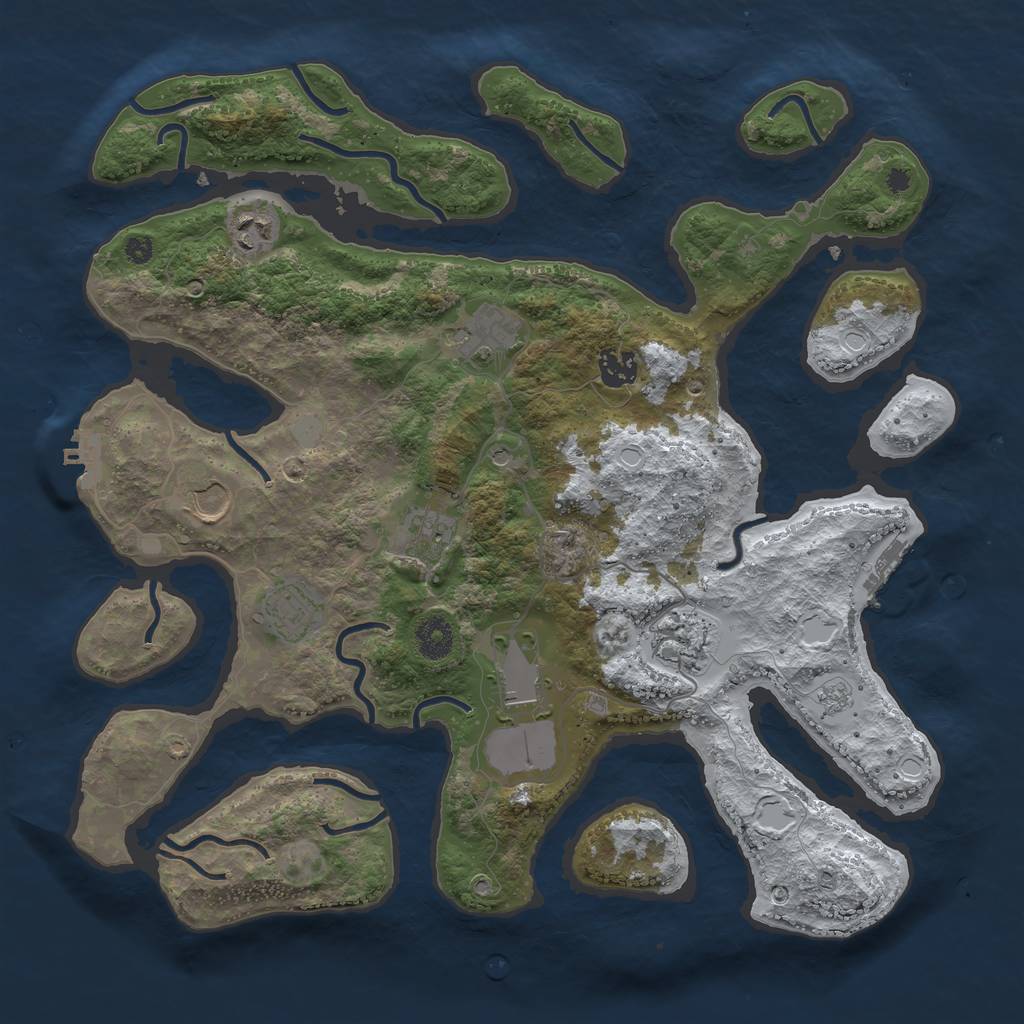 Rust Map: Procedural Map, Size: 3800, Seed: 1730665, 17 Monuments