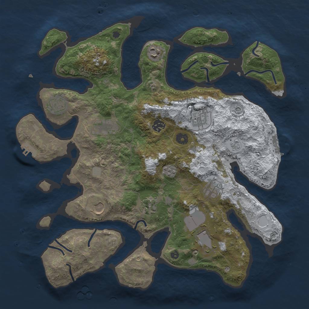 Rust Map: Procedural Map, Size: 3800, Seed: 49311, 19 Monuments