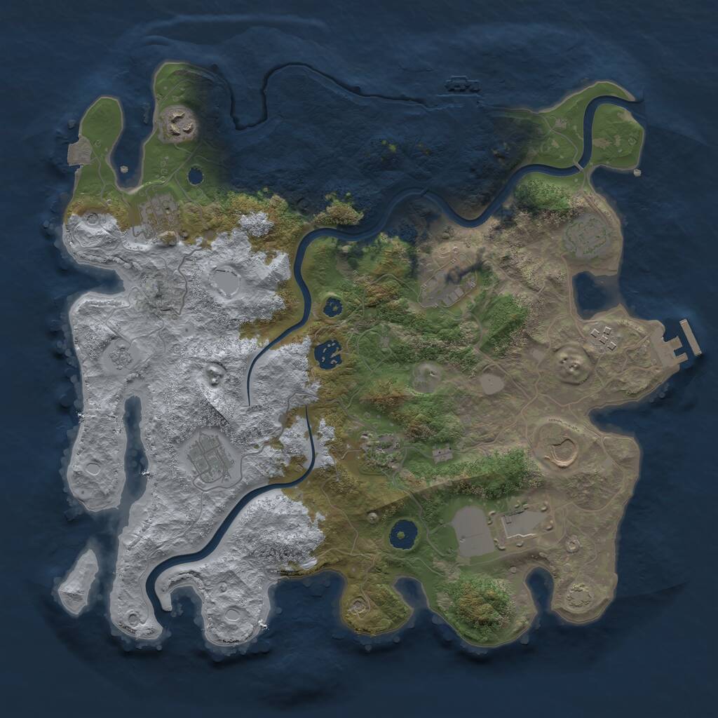 Rust Map: Procedural Map, Size: 3800, Seed: 3418513, 16 Monuments