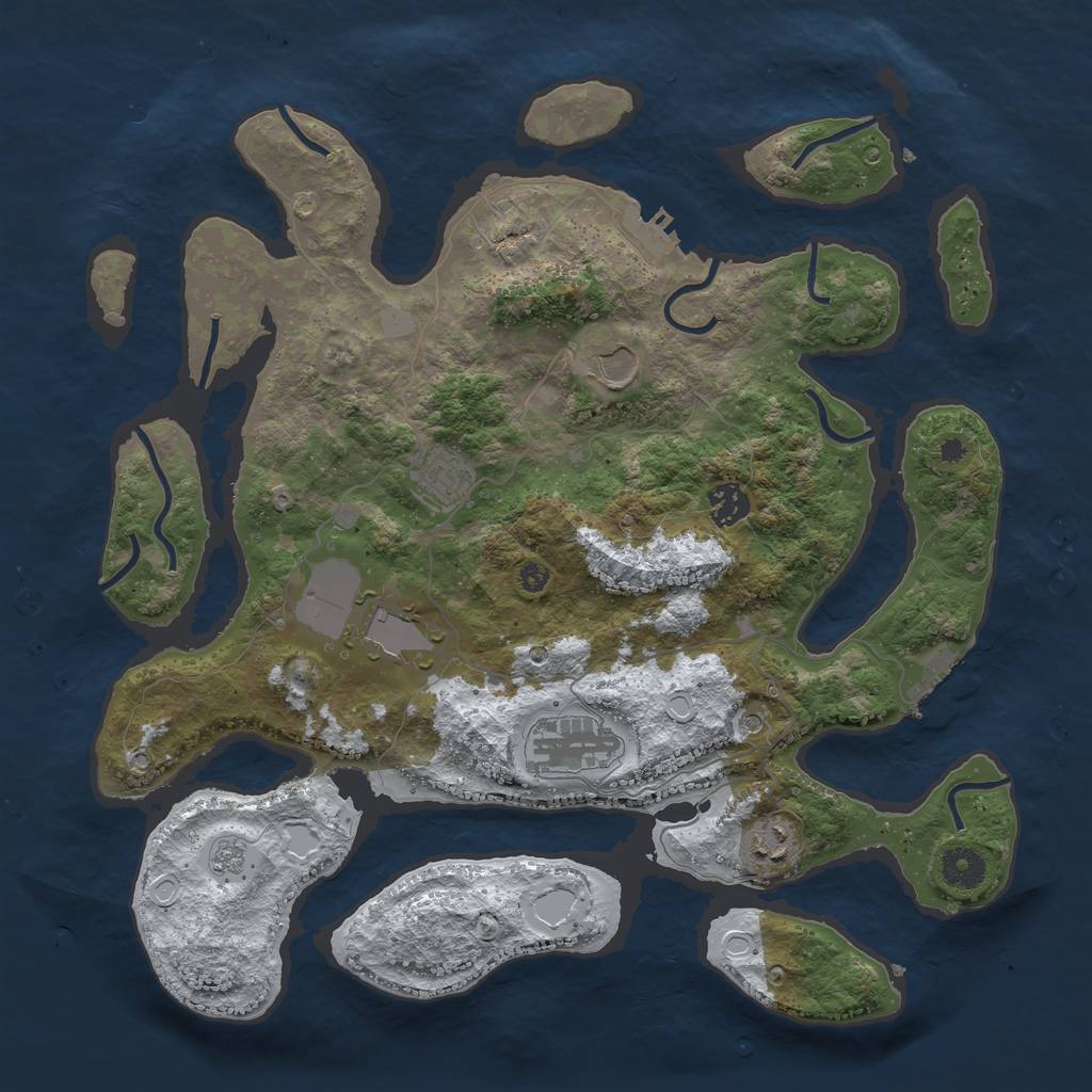 Rust Map: Procedural Map, Size: 3800, Seed: 3101947, 15 Monuments