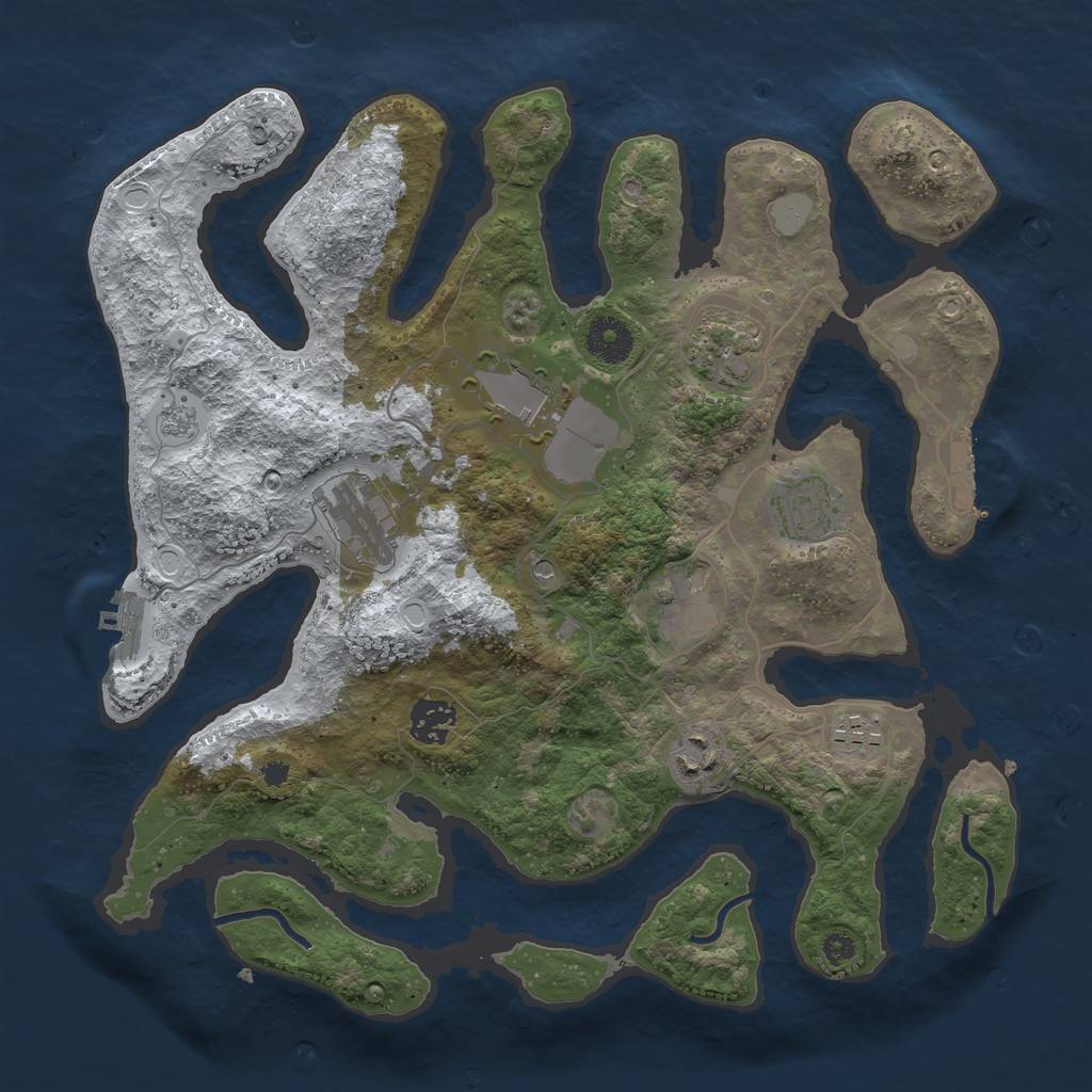 Rust Map: Procedural Map, Size: 3500, Seed: 510509, 17 Monuments