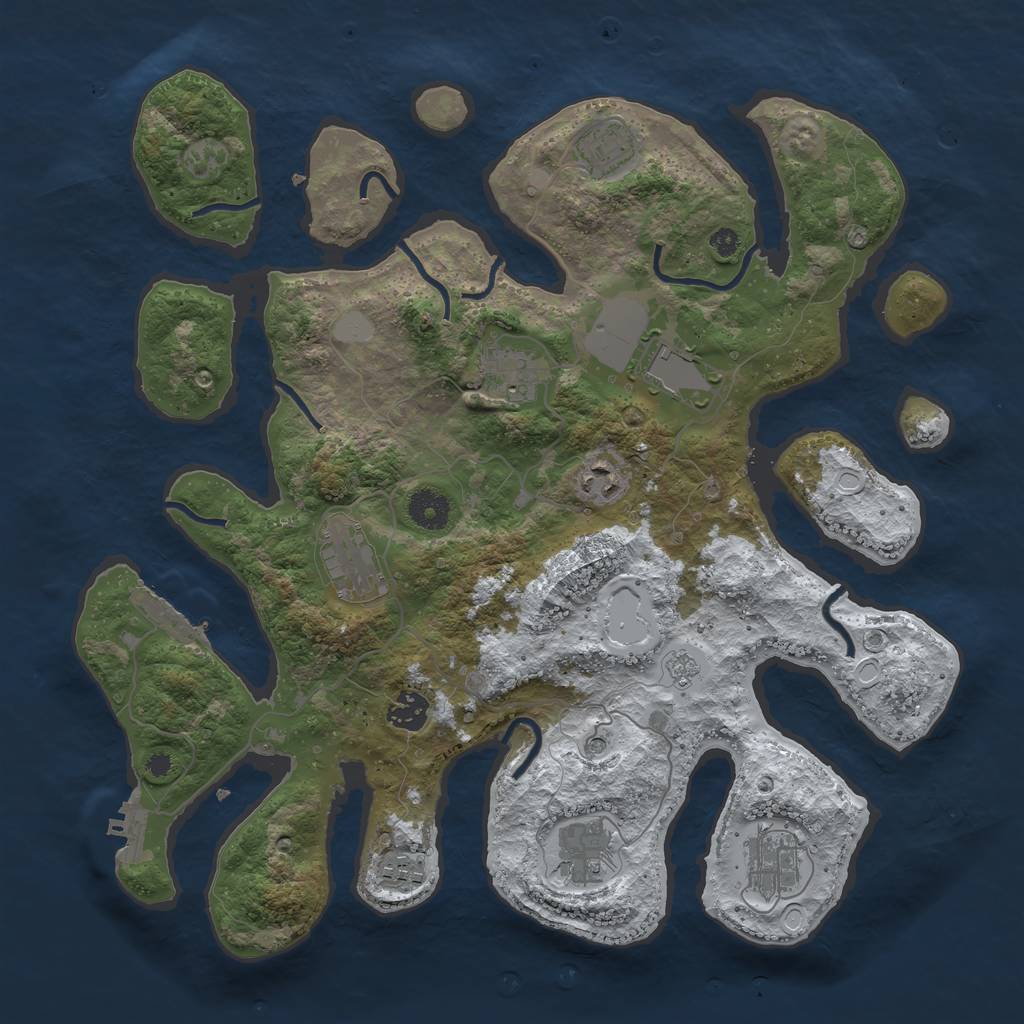 Rust Map: Procedural Map, Size: 3800, Seed: 1782306, 18 Monuments