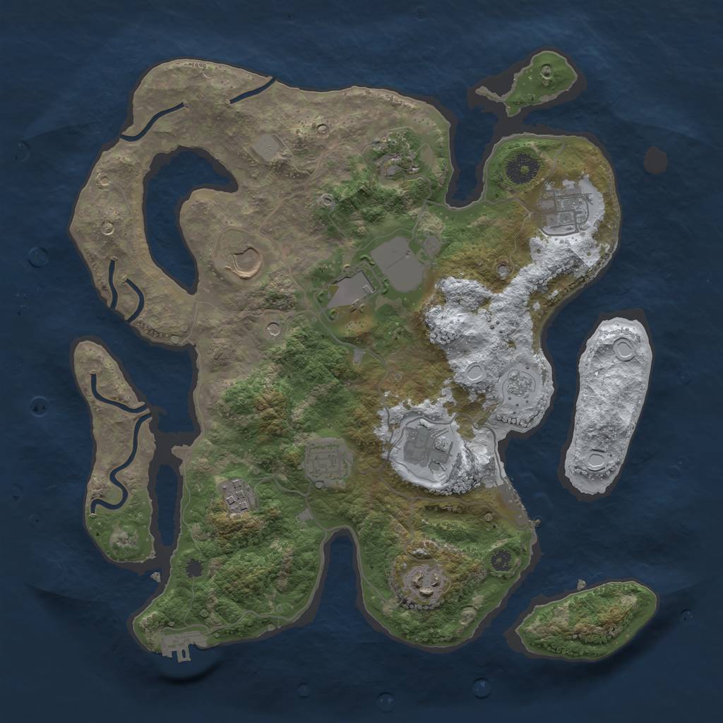 Rust Map: Procedural Map, Size: 3500, Seed: 3380692, 17 Monuments