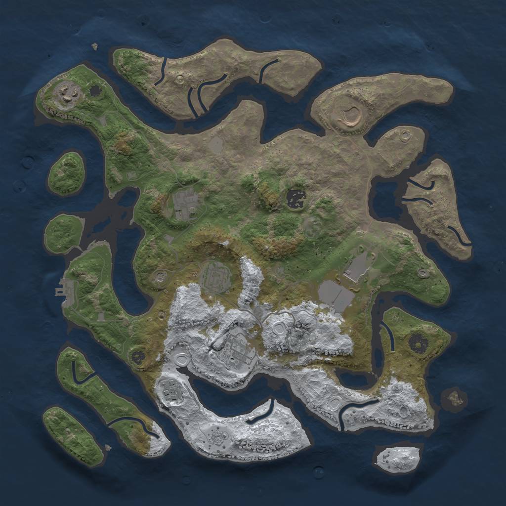 Rust Map: Procedural Map, Size: 3800, Seed: 521171, 16 Monuments