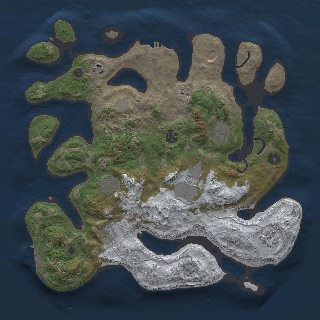 Rust Map: Procedural Map, Size: 3800, Seed: 6261919, 18 Monuments