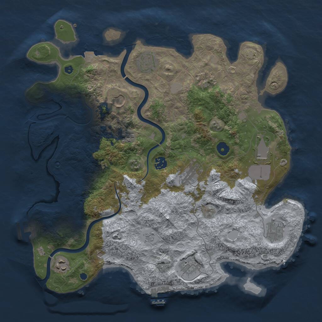 Rust Map: Procedural Map, Size: 3800, Seed: 6261919, 16 Monuments