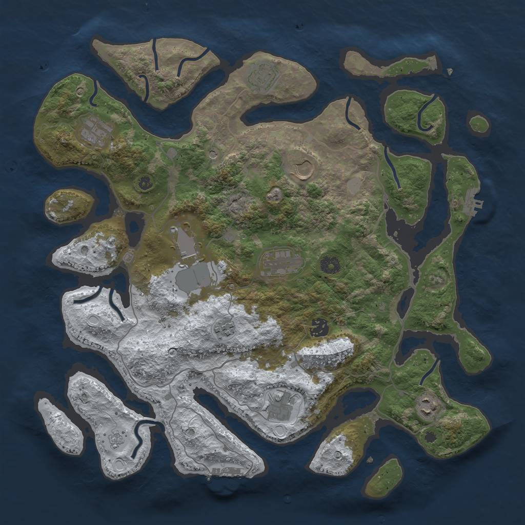 Rust Map: Procedural Map, Size: 4000, Seed: 890787, 18 Monuments