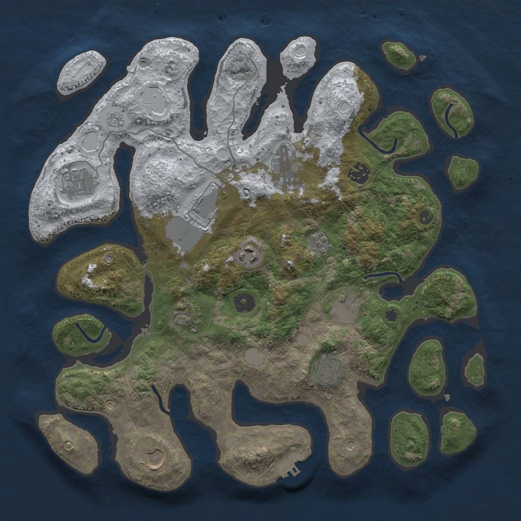 Rust Map: Procedural Map, Size: 3800, Seed: 1797292, 18 Monuments
