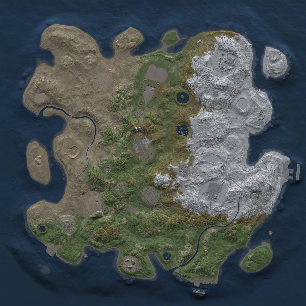 Rust Map: Procedural Map, Size: 3800, Seed: 2693913, 17 Monuments