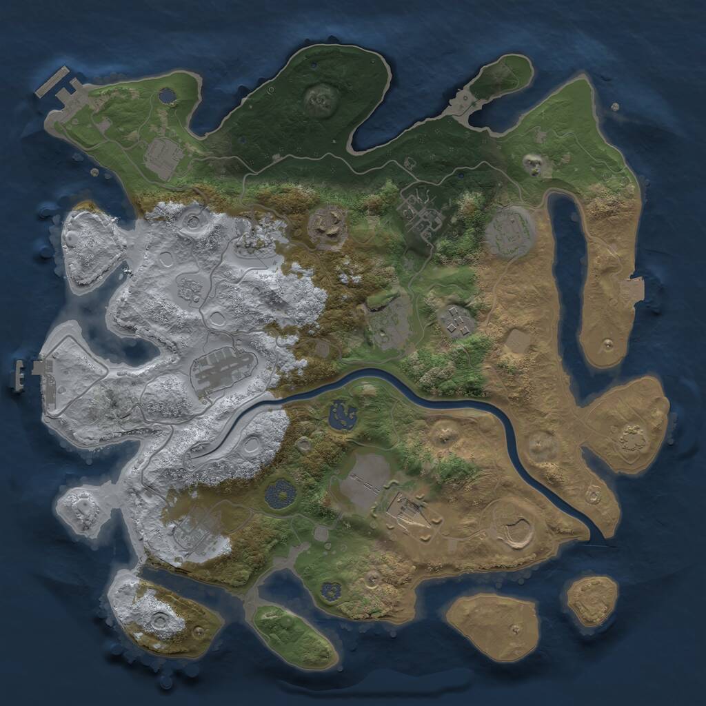 Rust Map: Procedural Map, Size: 3500, Seed: 1917132, 17 Monuments