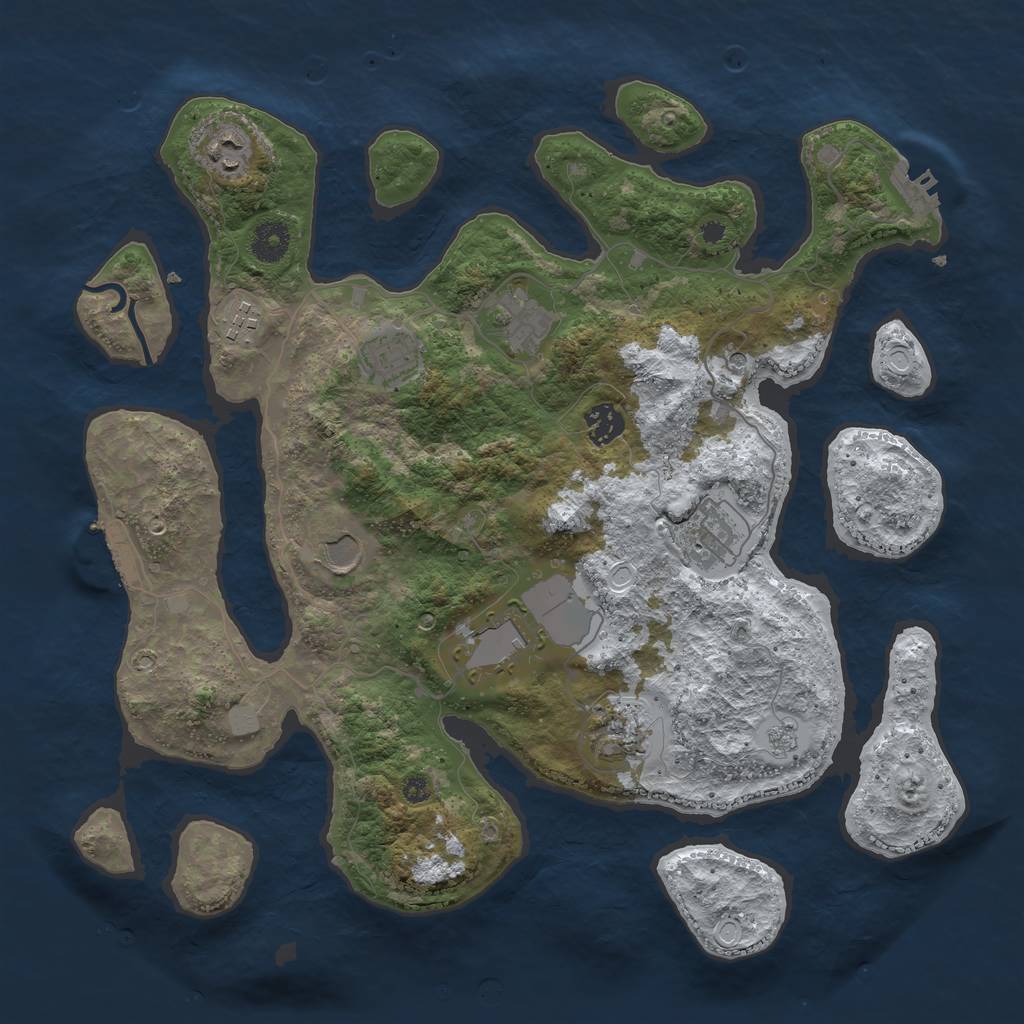 Rust Map: Procedural Map, Size: 3800, Seed: 2059619, 18 Monuments