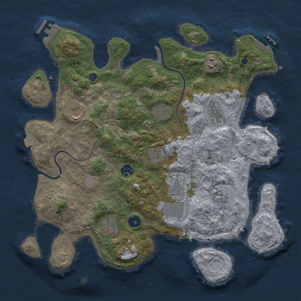 Rust Map: Procedural Map, Size: 3800, Seed: 2059619, 15 Monuments