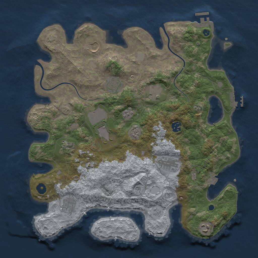 Rust Map: Procedural Map, Size: 3800, Seed: 2433146, 16 Monuments