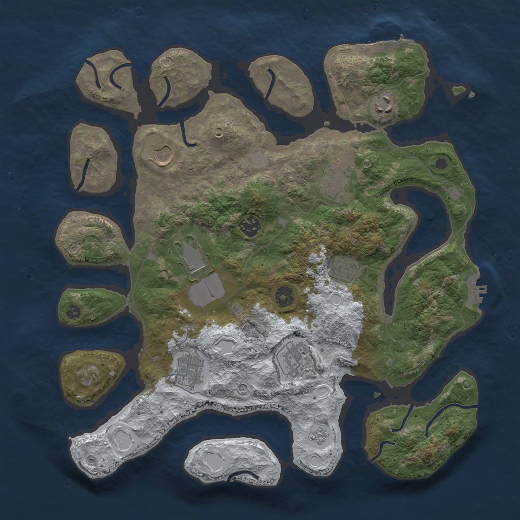 Rust Map: Procedural Map, Size: 3800, Seed: 2433146, 17 Monuments