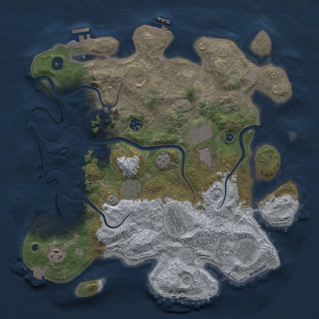Rust Map: Procedural Map, Size: 3800, Seed: 1055821, 15 Monuments