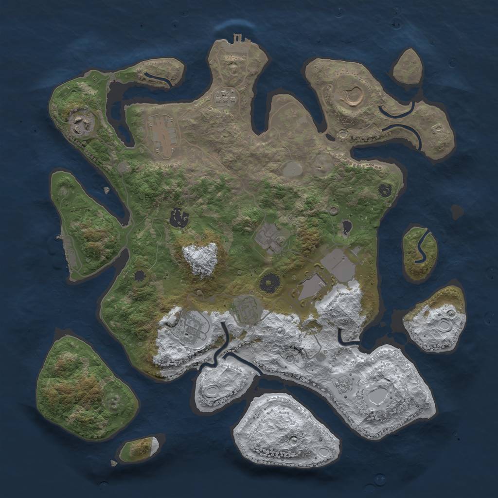 Rust Map: Procedural Map, Size: 3800, Seed: 1055821, 18 Monuments