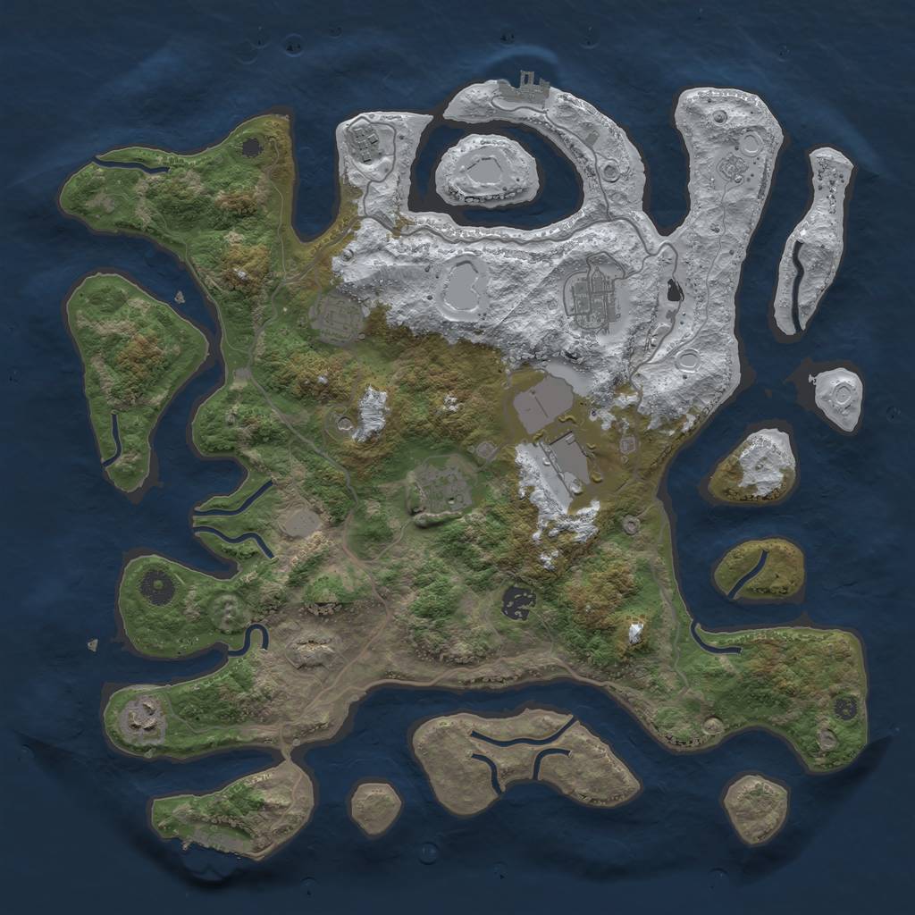 Rust Map: Procedural Map, Size: 4000, Seed: 249467, 16 Monuments