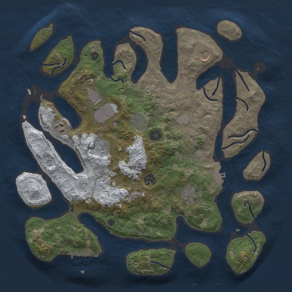 Rust Map: Procedural Map, Size: 3800, Seed: 217707, 16 Monuments