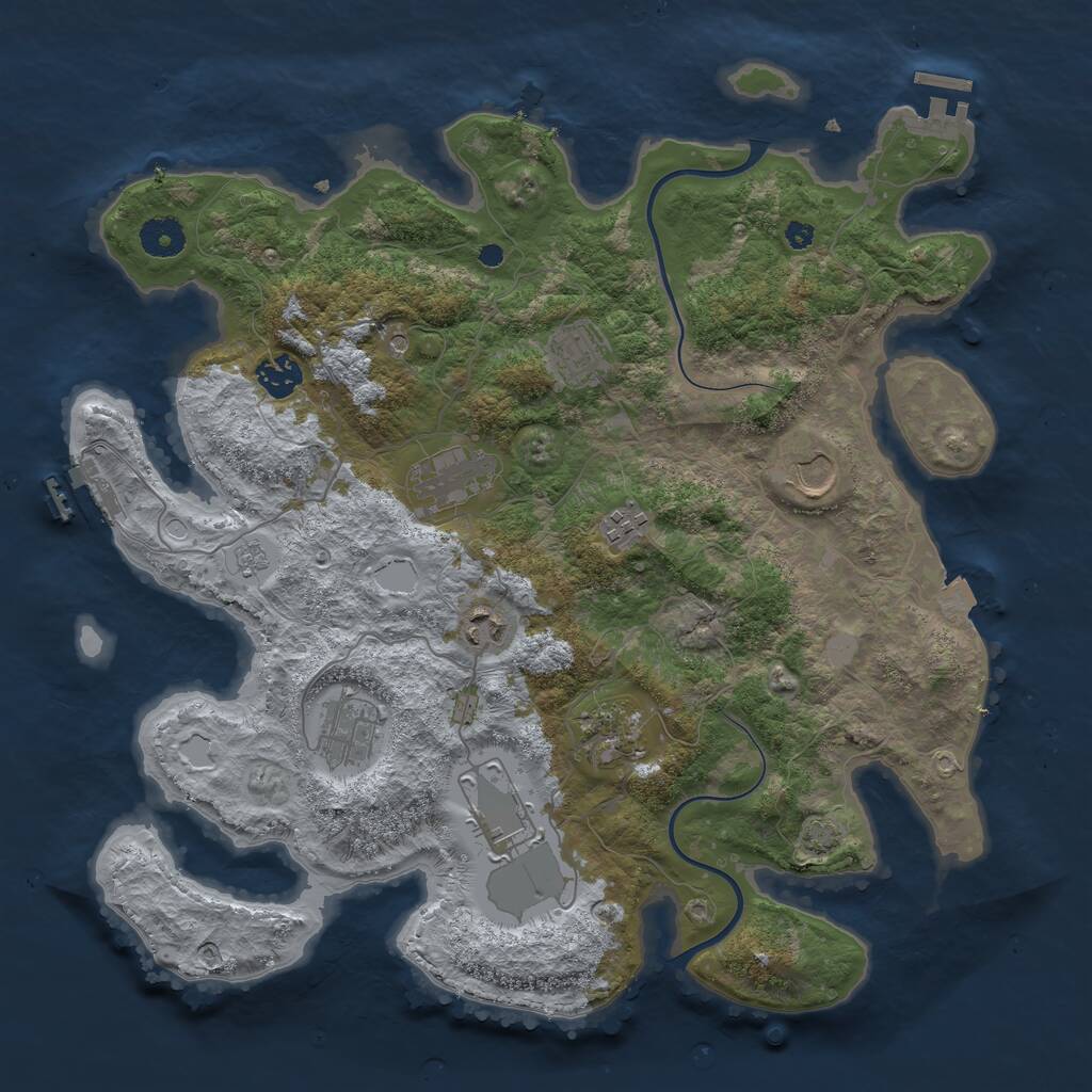 Rust Map: Procedural Map, Size: 3800, Seed: 271244, 15 Monuments