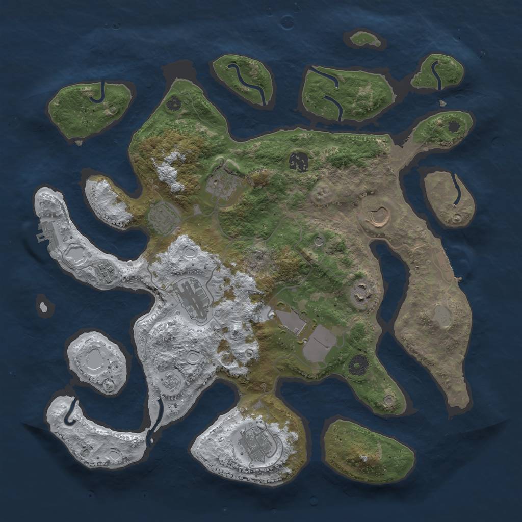 Rust Map: Procedural Map, Size: 3800, Seed: 271244, 18 Monuments