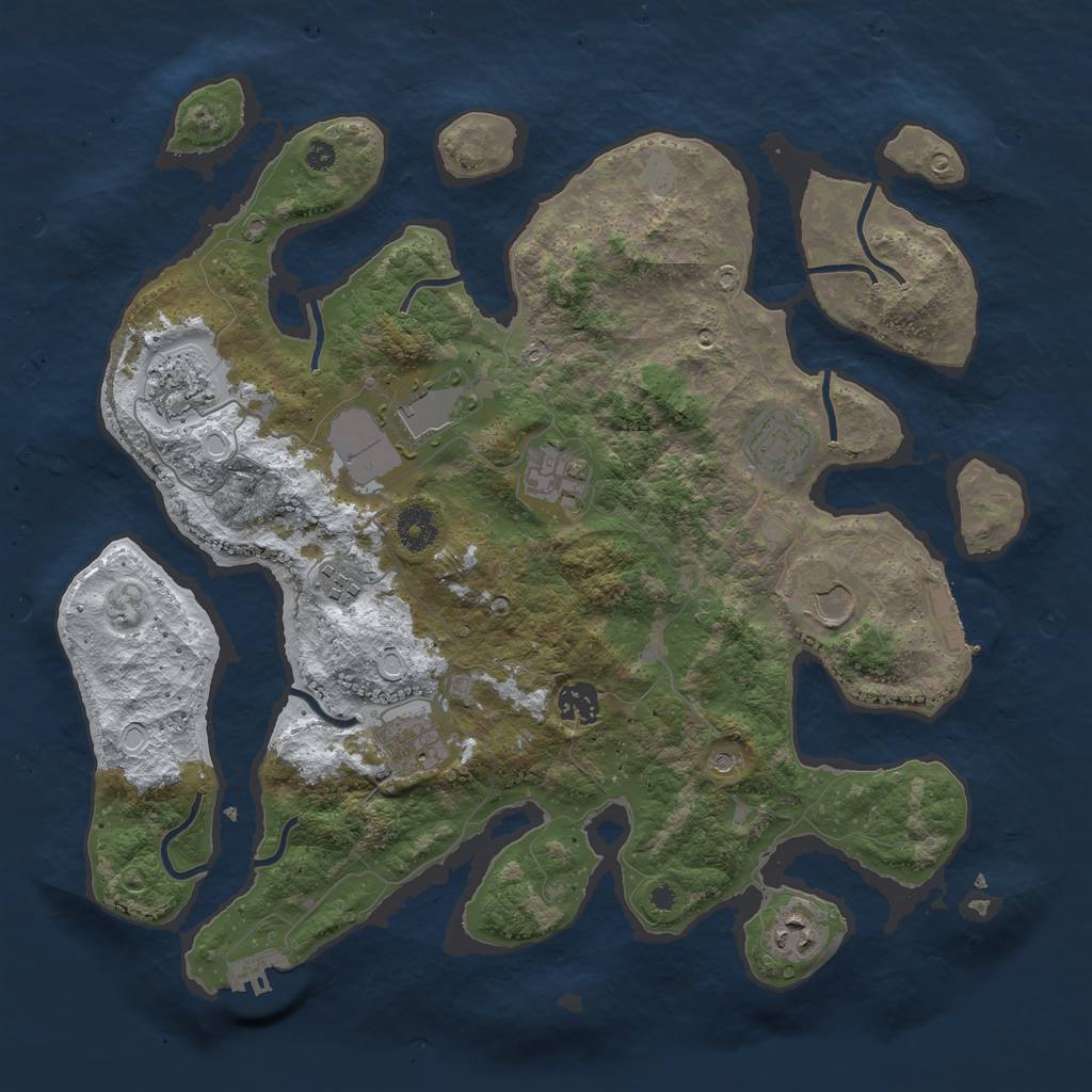 Rust Map: Procedural Map, Size: 3800, Seed: 2869724, 17 Monuments