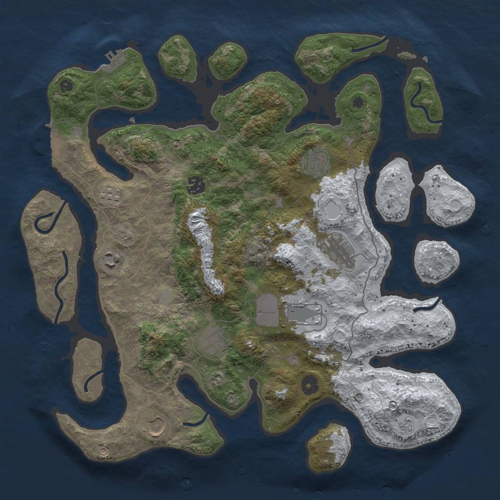 Rust Map: Procedural Map, Size: 4000, Seed: 833738361, 16 Monuments