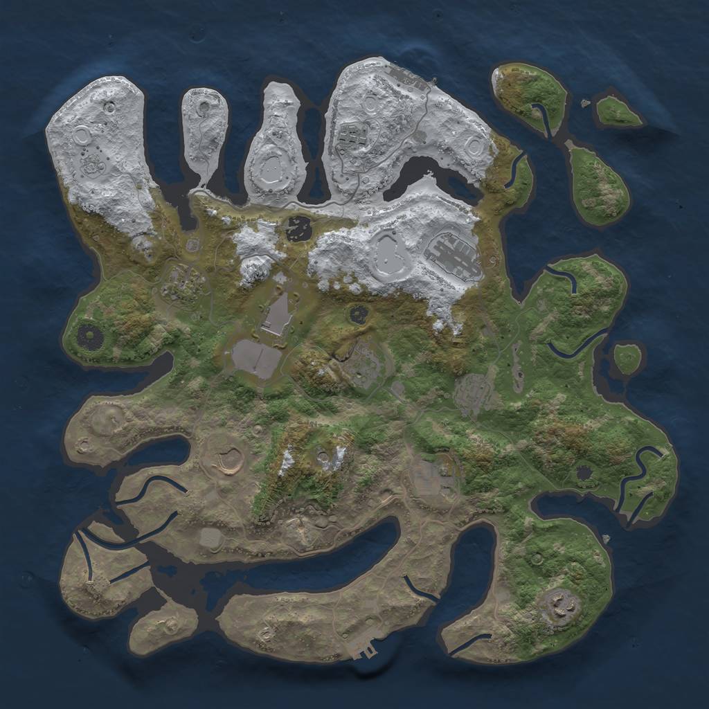 Rust Map: Procedural Map, Size: 3950, Seed: 788721009, 19 Monuments