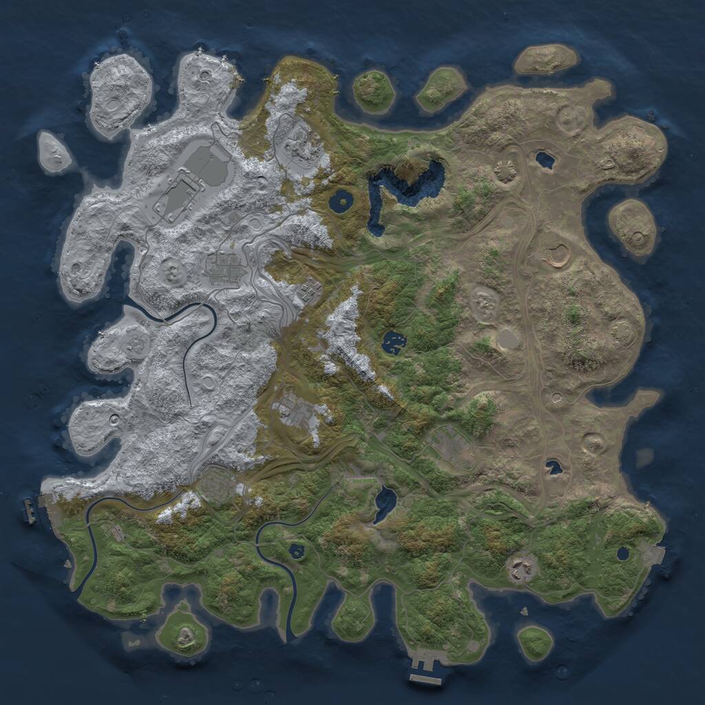 Rust Map: Procedural Map, Size: 4500, Seed: 1242249, 16 Monuments