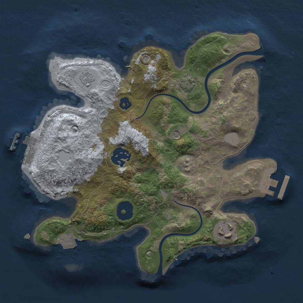 Rust Map: Procedural Map, Size: 2500, Seed: 482842, 8 Monuments