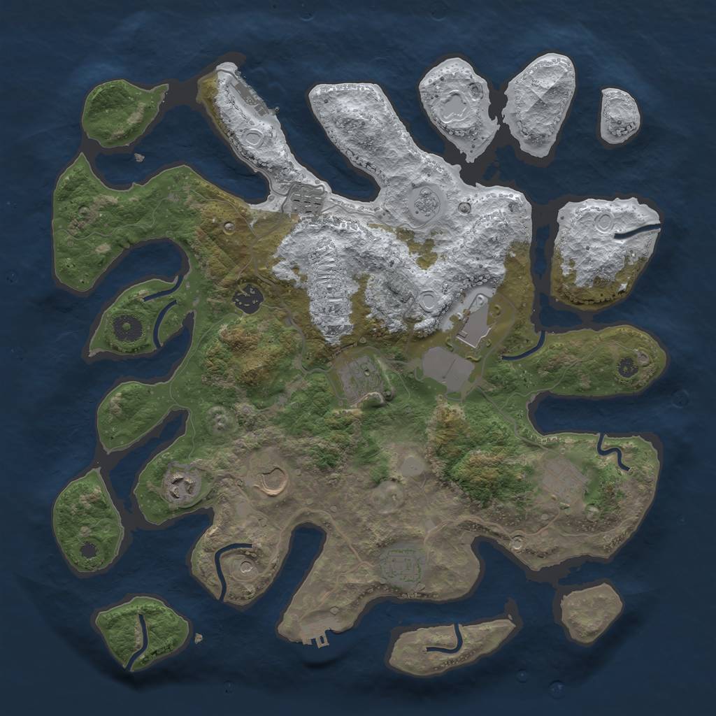 Rust Map: Procedural Map, Size: 3800, Seed: 1991852, 17 Monuments