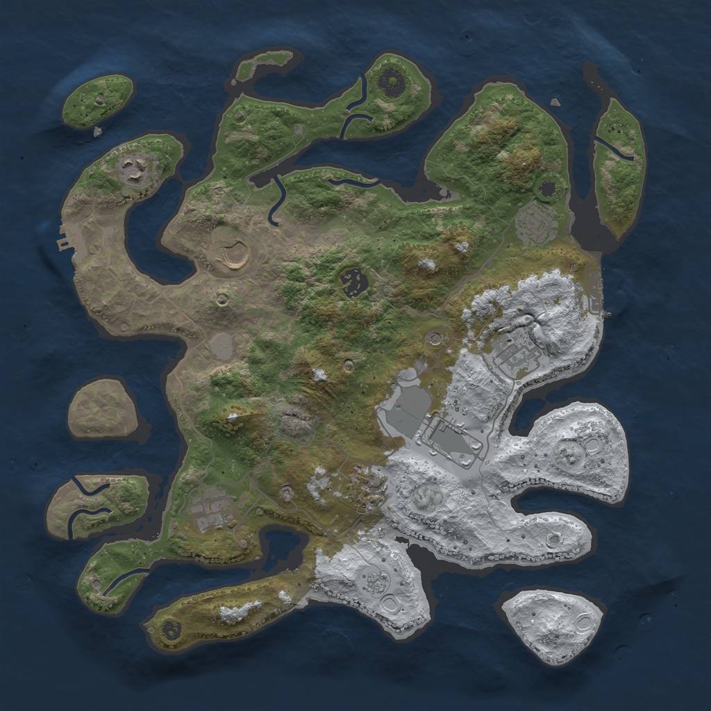 Rust Map: Procedural Map, Size: 3800, Seed: 86158, 17 Monuments