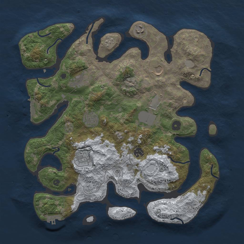 Rust Map: Procedural Map, Size: 3800, Seed: 5464802, 17 Monuments