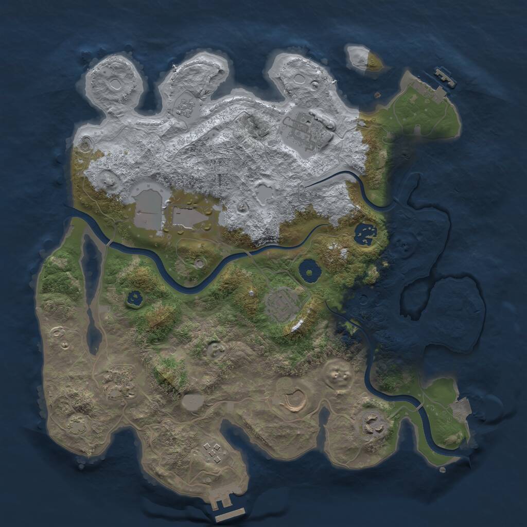 Rust Map: Procedural Map, Size: 3500, Seed: 354744958, 14 Monuments