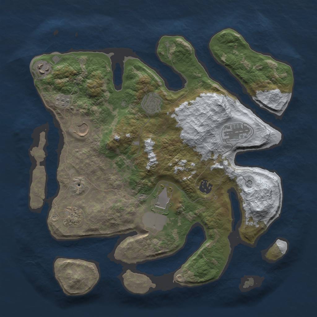 Rust Map: Barren, Size: 3650, Seed: 5662243, 11 Monuments