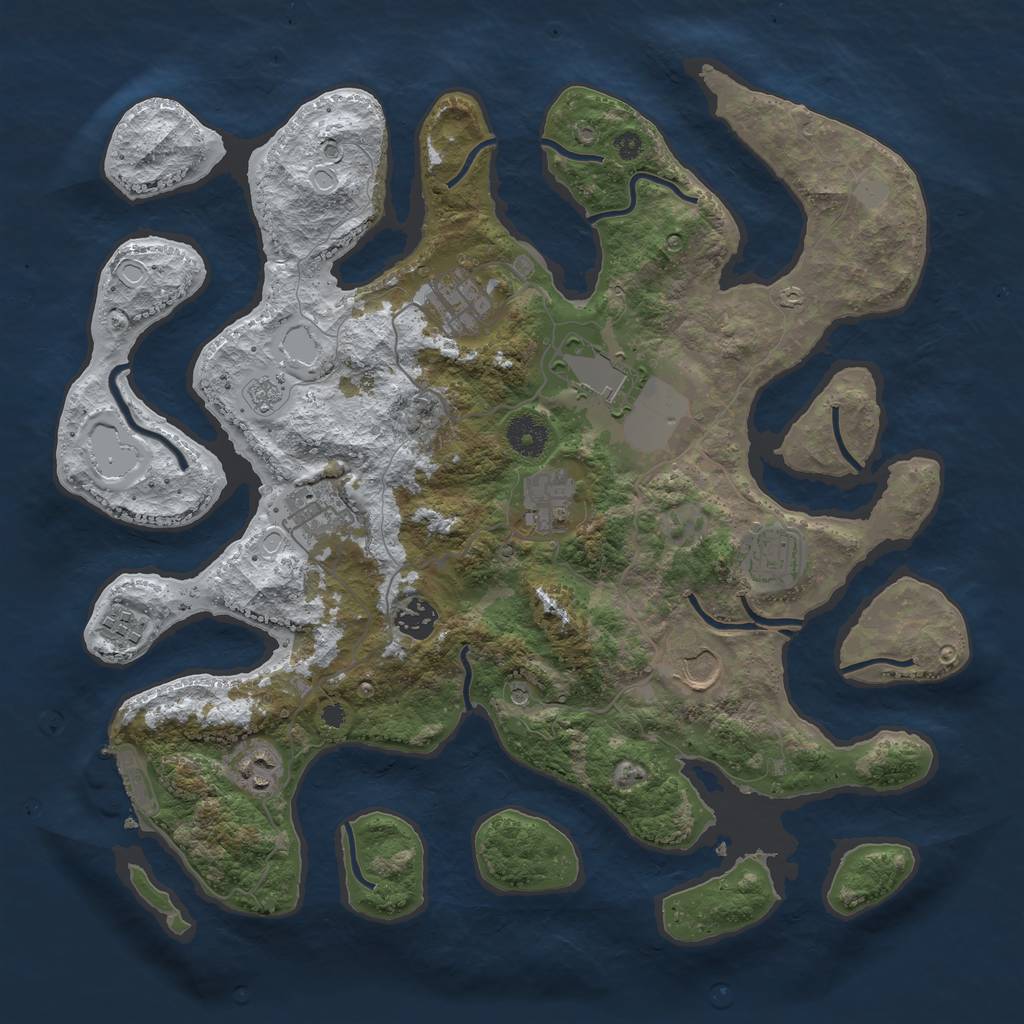 Rust Map: Procedural Map, Size: 3800, Seed: 3355472, 17 Monuments