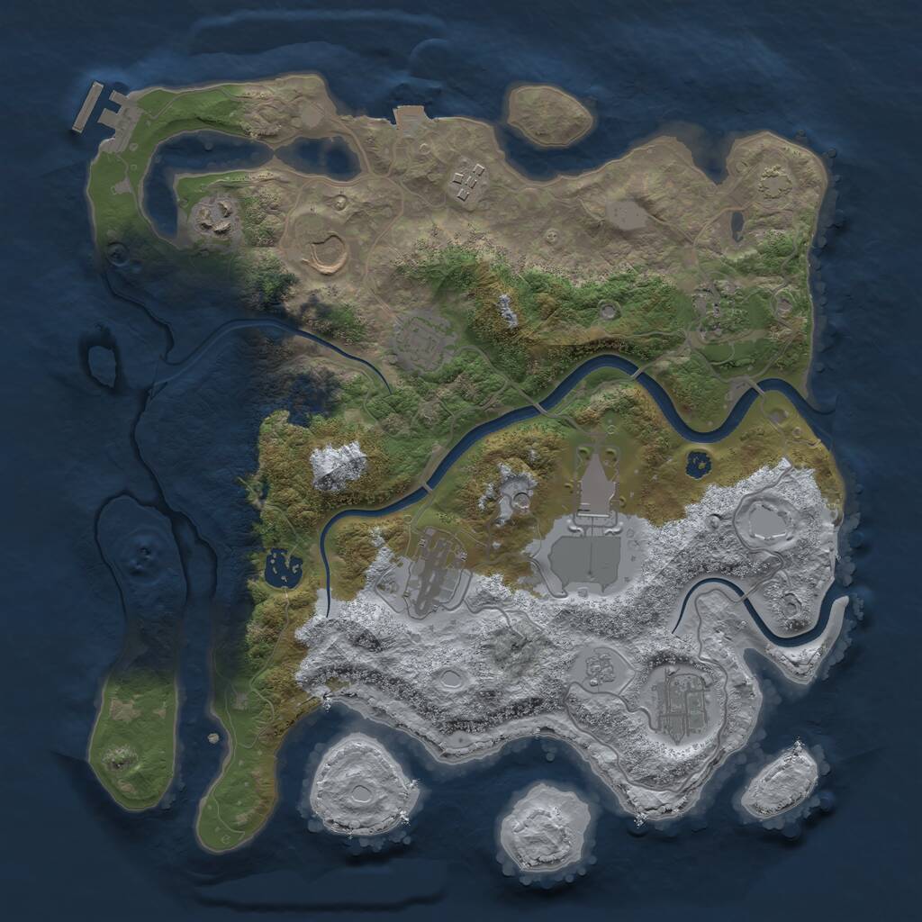 Rust Map: Procedural Map, Size: 3500, Seed: 5516088, 14 Monuments