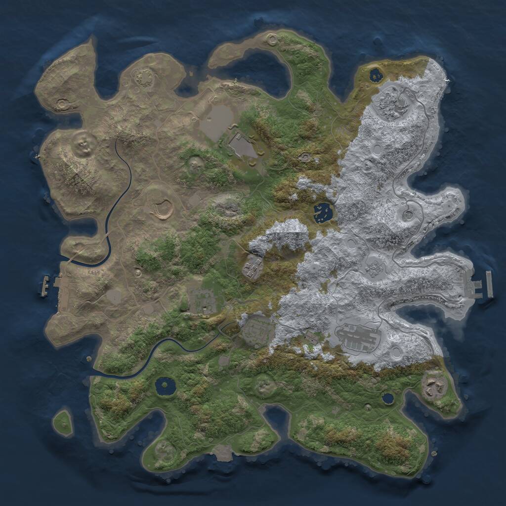Rust Map: Procedural Map, Size: 3800, Seed: 3134034, 15 Monuments