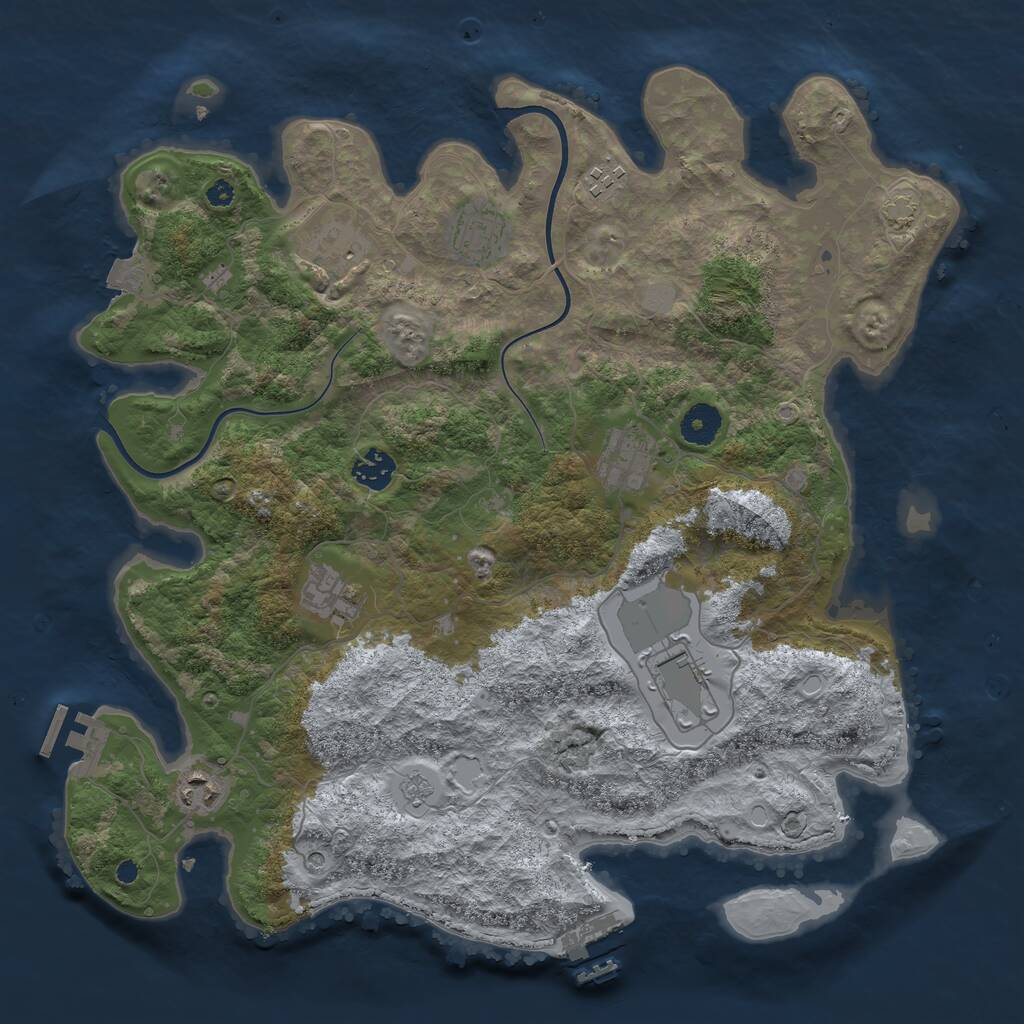 Rust Map: Procedural Map, Size: 3800, Seed: 3111097, 14 Monuments