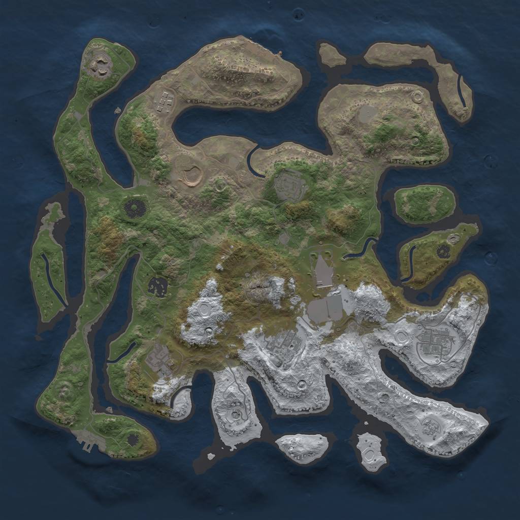 Rust Map: Procedural Map, Size: 3800, Seed: 2398663, 18 Monuments