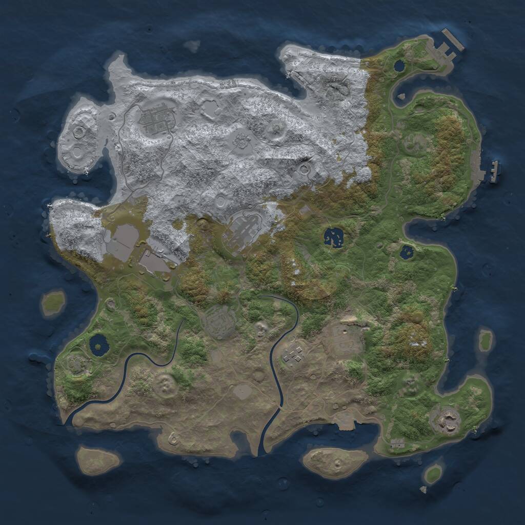 Rust Map: Procedural Map, Size: 3800, Seed: 380229, 14 Monuments