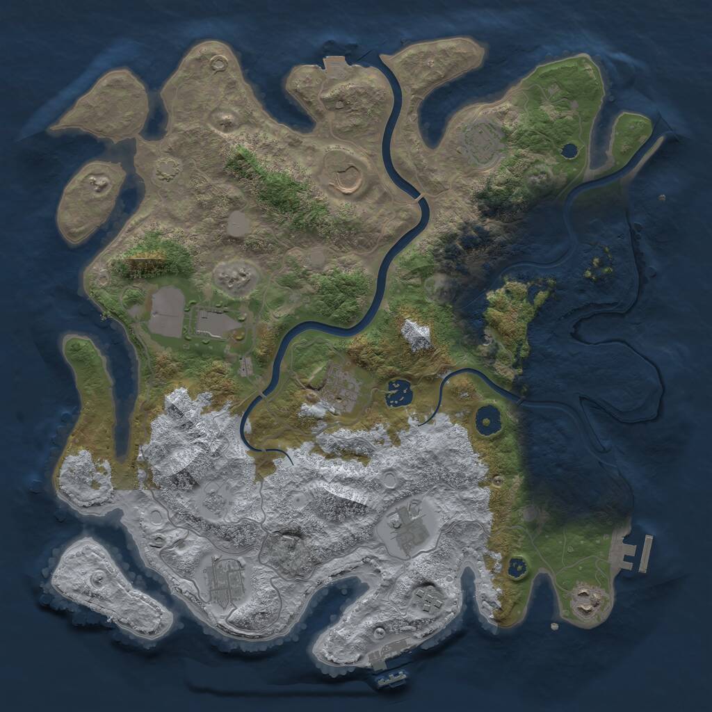 Rust Map: Procedural Map, Size: 3800, Seed: 971008, 15 Monuments