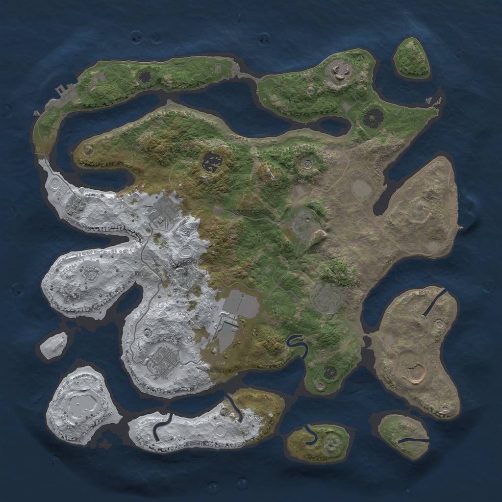 Rust Map: Procedural Map, Size: 3800, Seed: 364023, 18 Monuments