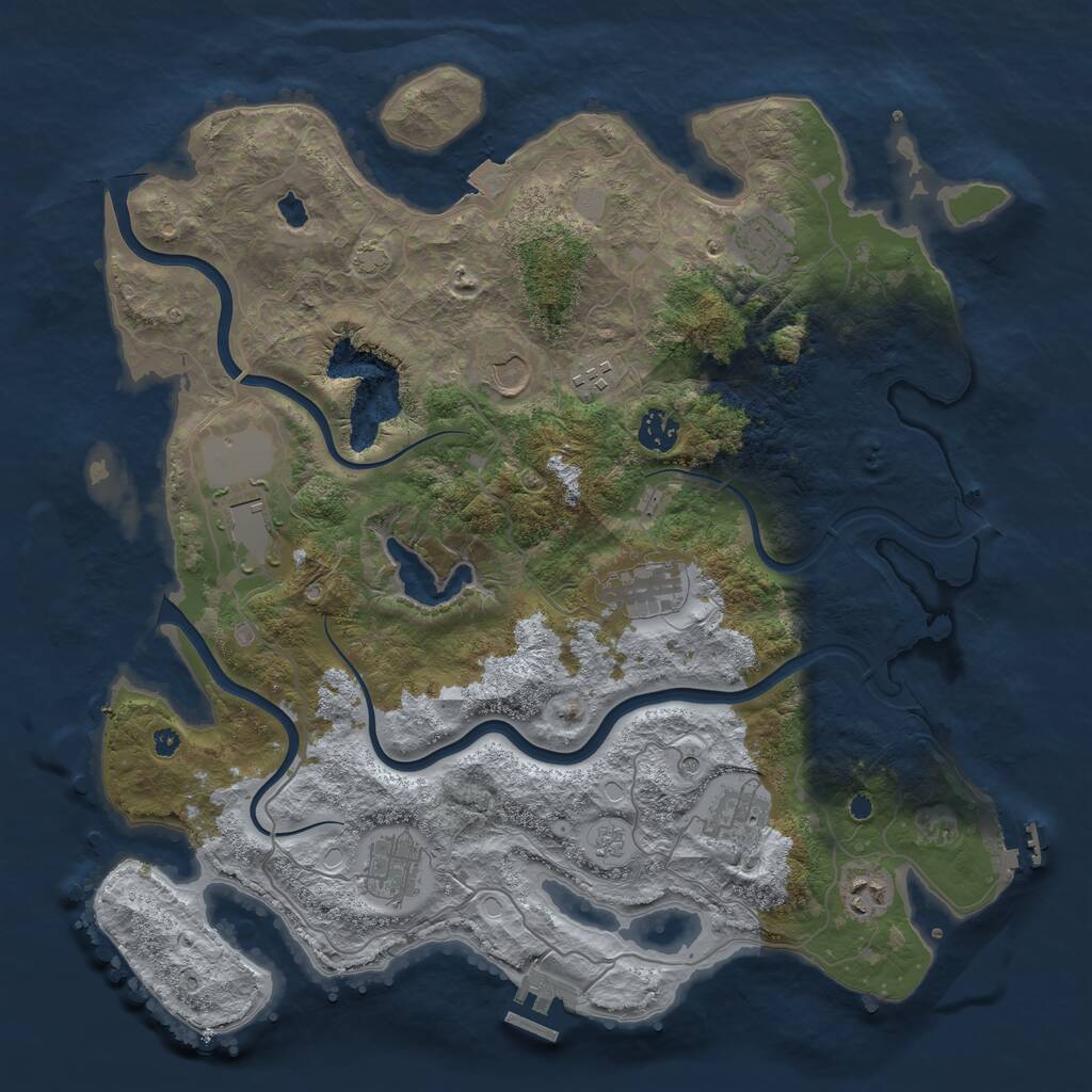 Rust Map: Procedural Map, Size: 4000, Seed: 606851, 15 Monuments